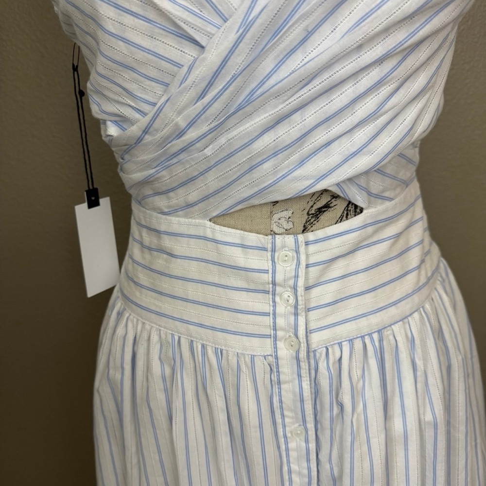 Astr Blue and White Striped Midi Dress - Picture 4 of 5